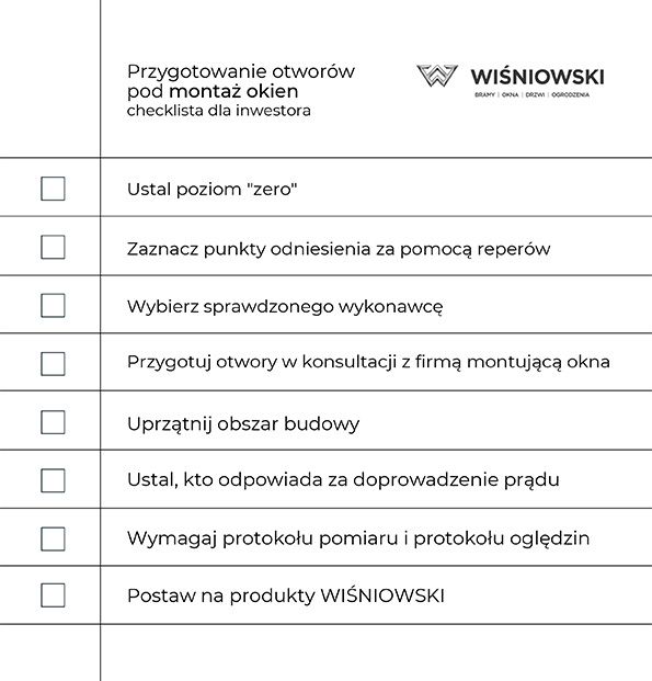 checklista dla inwestora przygotowanie otworów pod montaż okien