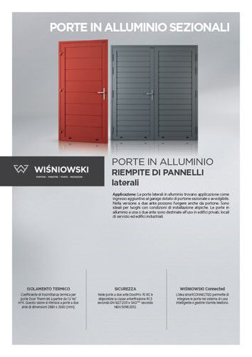 Porte in alluminio riempite di pannelli