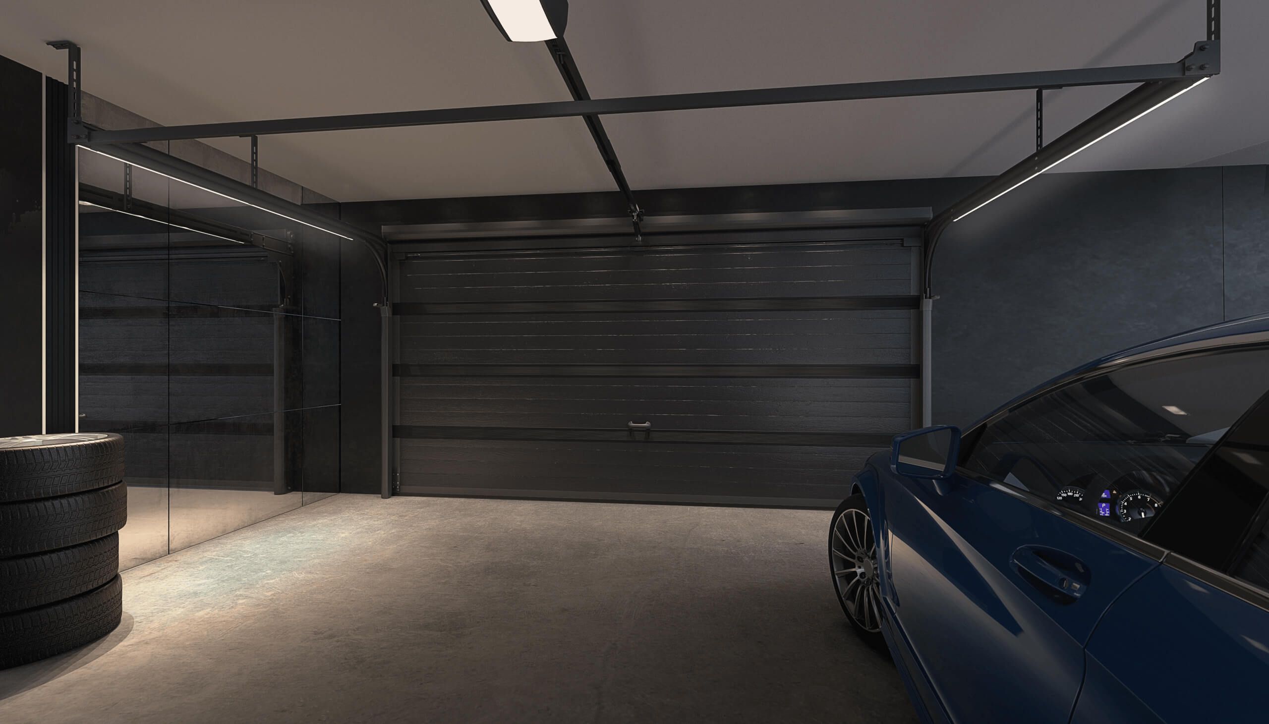 How to best illuminate your garage? Discover LED lighting under the tracks 