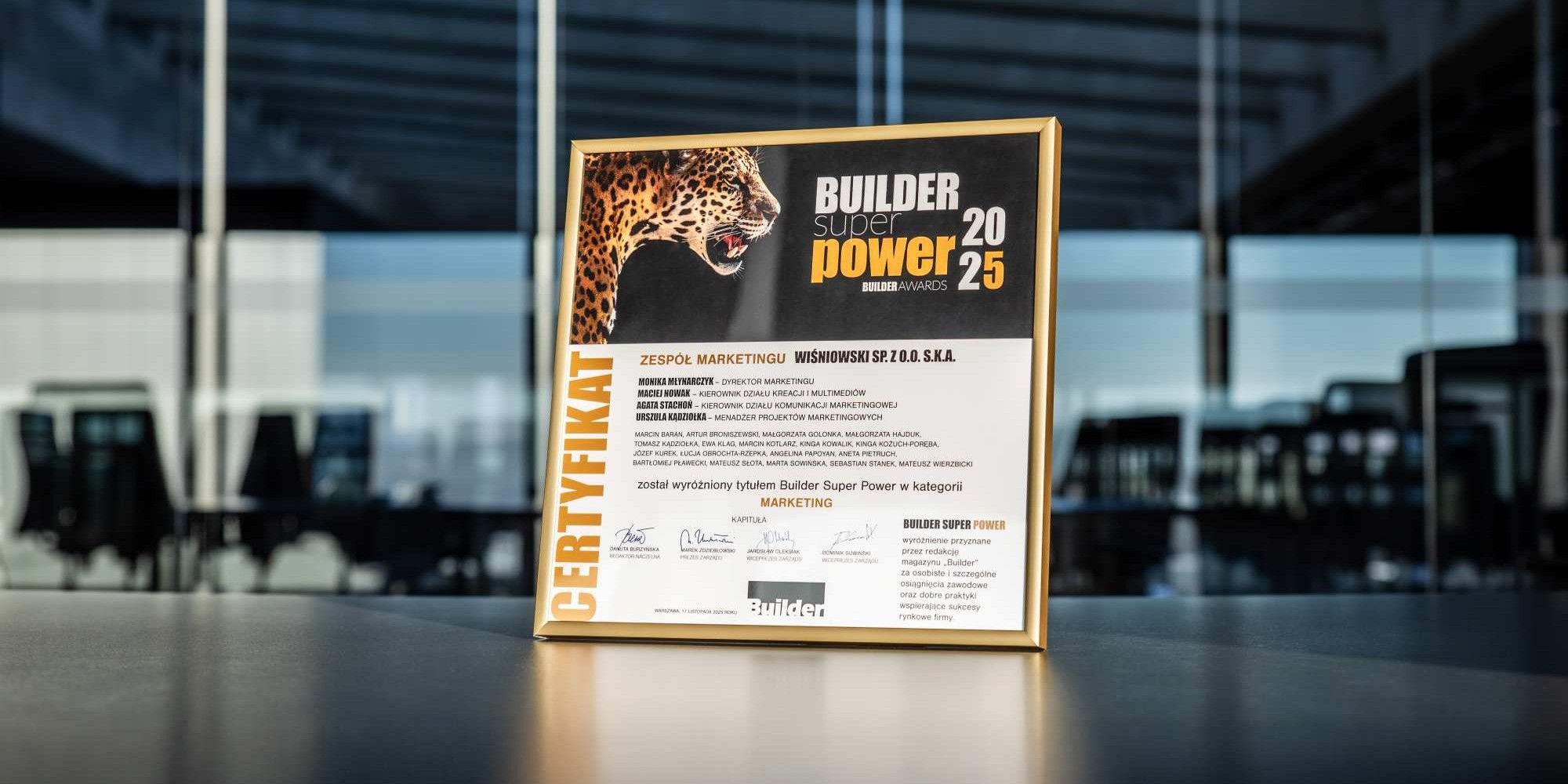 Marketing WIŚNIOWSKI z nagrodą Builder Super Power 2025