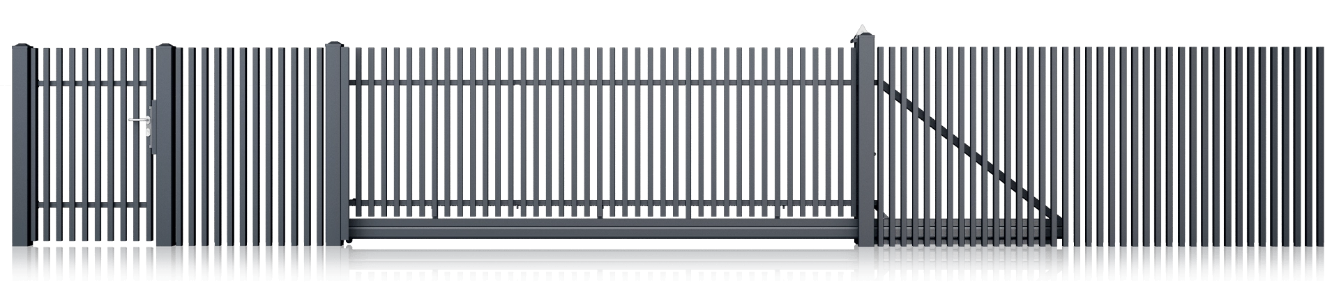Segmente INFINITY AW.10.132 / Pforte und Schiebetor CLASSIC AW.10.76 (mit Füllungsabstand an dem Modell AW.10.132 angepasst)