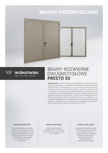 Bramy rozwierne dwuskrzydłowe PRESTO 50